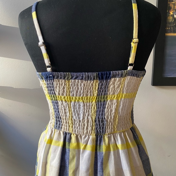 Yellow Navy Plaid Sun Dress Size XS /S - Picture 5 of 6
